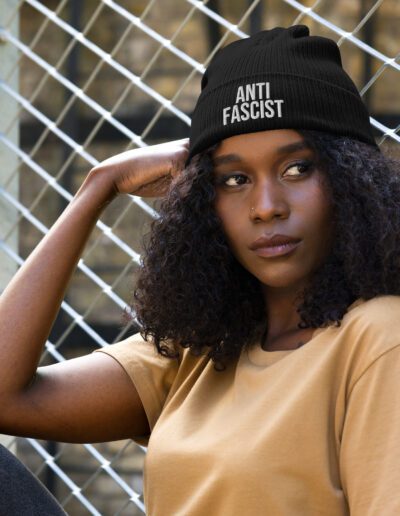 Anti-Fascist Organic Ribbed Beanie