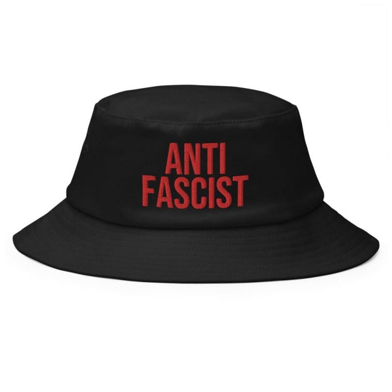 Anti-Fascist Red Old School Bucket Hat