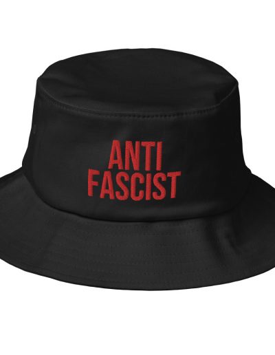 Anti-Fascist Red Old School Bucket Hat