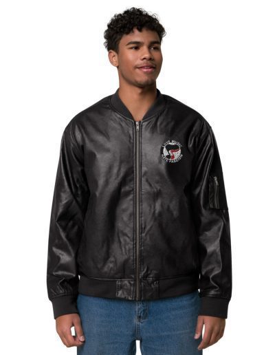 Love Music Hate Fascism Leather Bomber Jacket