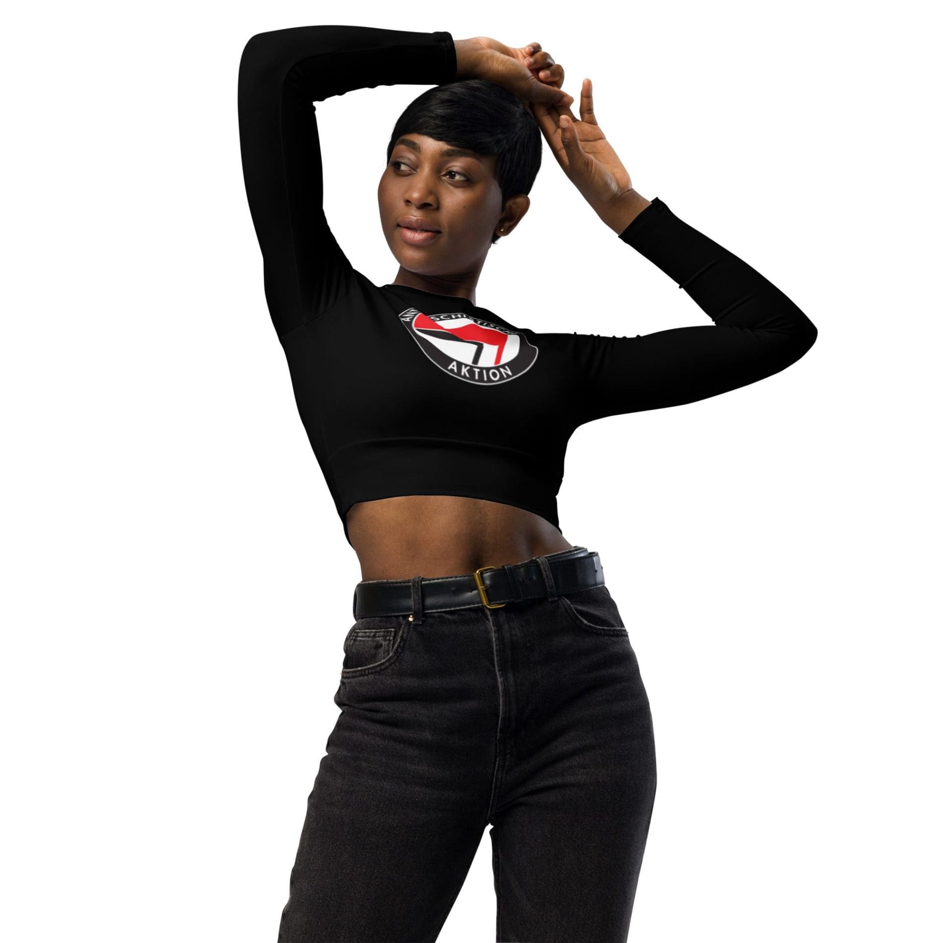 Antifa Antifaschistische Aktion Flag Recycled Long-sleeve Crop Top