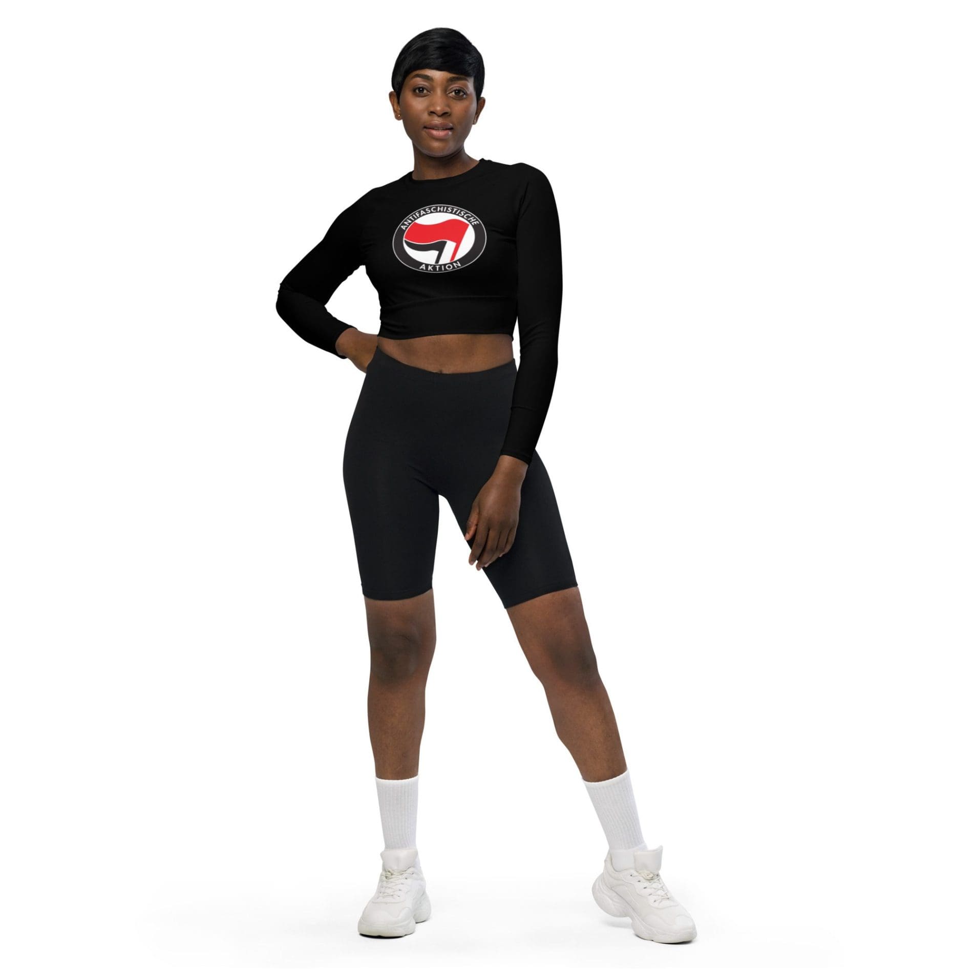 Antifa Antifaschistische Aktion Flag Recycled Long-sleeve Crop Top