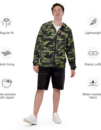 Antifa Antifaschistische Aktion Flag Camo Men’s Windbreaker