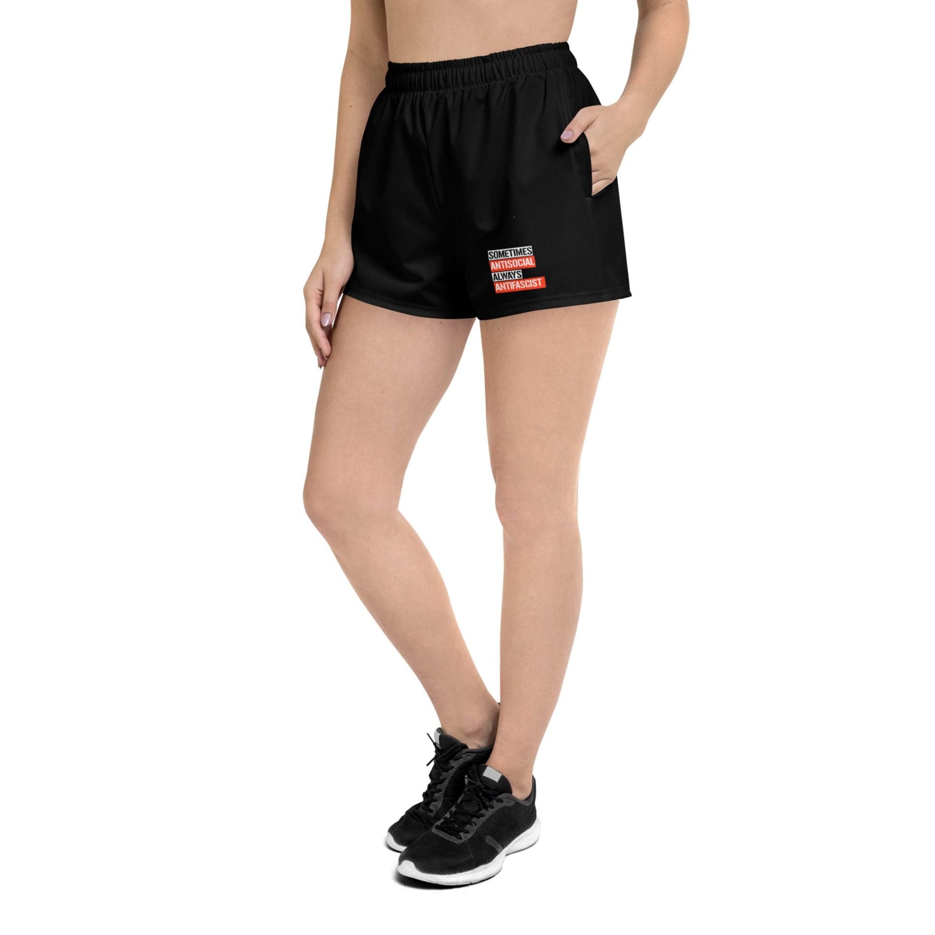 Sometimes Antisocial Always Antifascist Women's Recycled Shorts