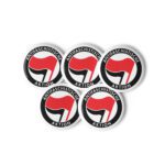 Antifa Antifaschistische Aktion Flag Set of White Pin Buttons