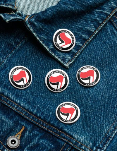 Antifa Antifaschistische Aktion Flag Set of Pin Buttons