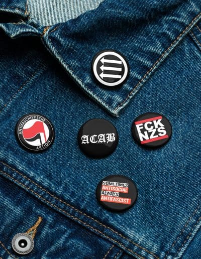 Antifa Antifascists FCK NZS ACAB Set of Pin Buttons