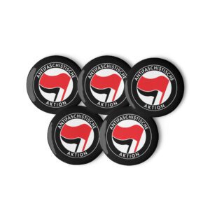 Antifa Antifaschistische Aktion Flag Set of Black Pin Buttons