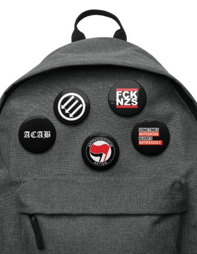 Antifa Antifascists FCK NZS ACAB Set of Pin Buttons