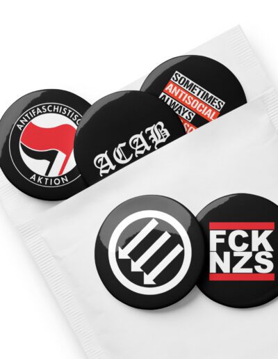 Antifa Antifascists FCK NZS ACAB Set of Pin Buttons