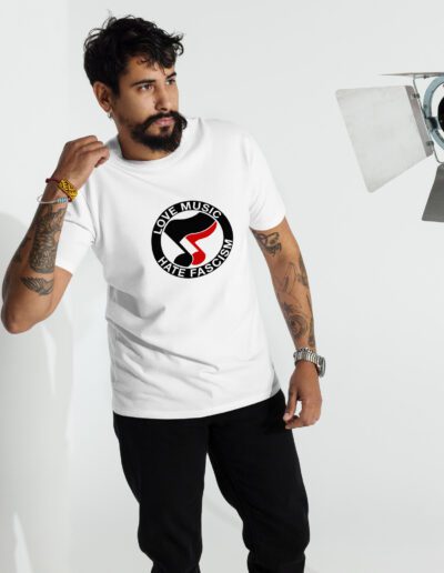 Love Music Hate Fascism Men’s Premium Heavyweight T-shirt