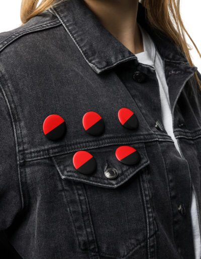 Anarcho-Syndicalism Flag Set of Pin Buttons