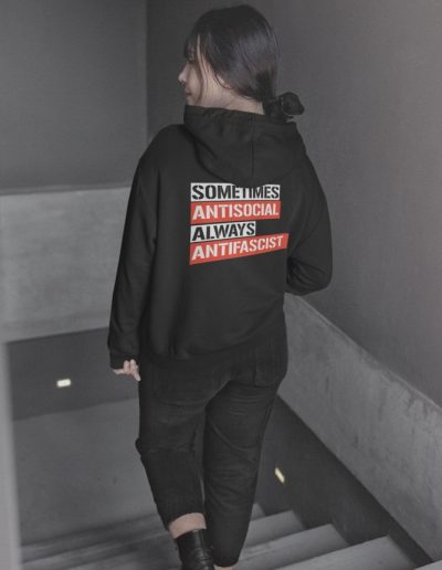 Sometimes Antisocial Always Antifascist Unisex Heavy Blend Zip Hoodie