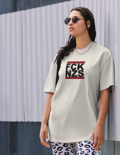 FCK NZS Black Antifa Oversized Faded T-shirt