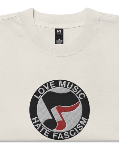 Love Music Hate Fascism Oversized Faded T-shirt