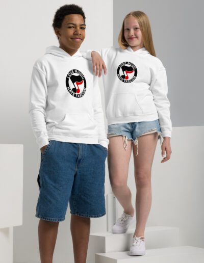 Love Music Hate Fascism Kids Heavy Blend Hoodie