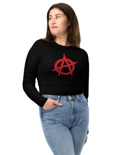 Anarchy Red Anarchist Symbol Recycled Long-sleeve Crop Top