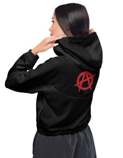 Anarchy Red Anarchist Symbol Women’s Cropped Windbreaker