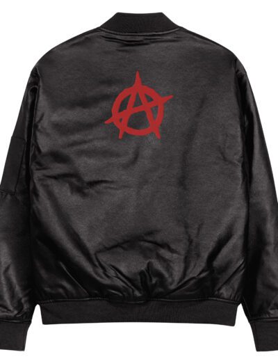 Anarchy Red Anarchist Symbol Leather Bomber Jacket