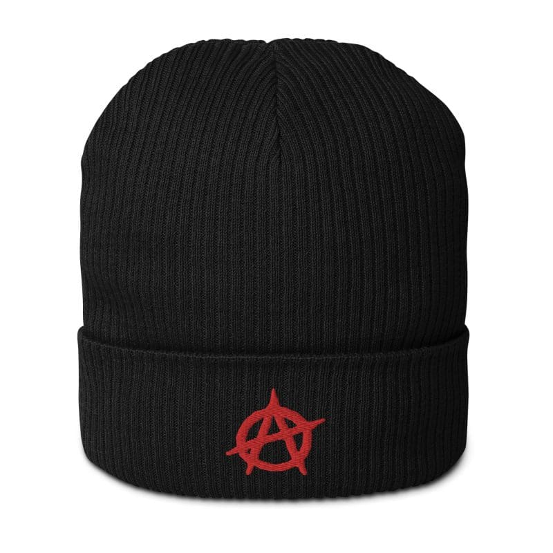 Anarchy Red Anarchist Symbol Organic Ribbed Beanie