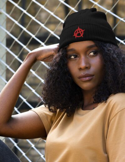 Anarchy Red Anarchist Symbol Organic Ribbed Beanie