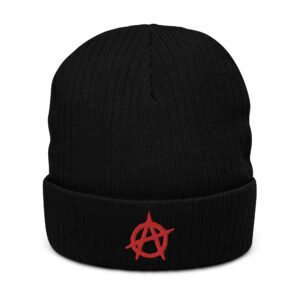 Anarchy Red Anarchist Symbol Ribbed Knit Beanie