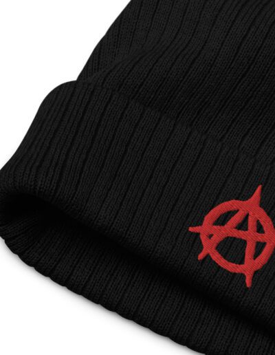 Anarchy Red Anarchist Symbol Ribbed Knit Beanie