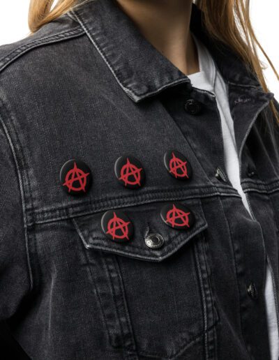 Anarchy Red Anarchist Symbol Set of Pin Buttons