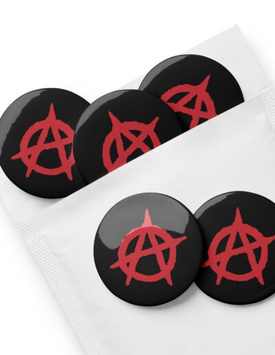 Anarchy Red Anarchist Symbol Set of Pin Buttons