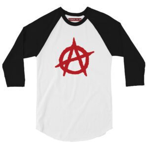 Anarchy Red Anarchist Symbol 3/4 Sleeve Raglan Shirt