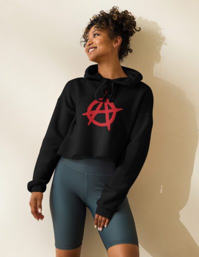 Anarchy Red Anarchist Symbol Crop Hoodie