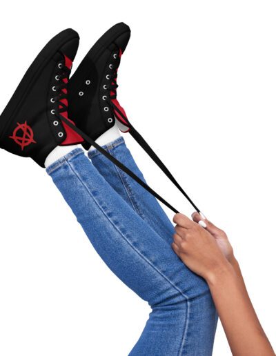 Anarchy Red Anarchist Symbol Women’s High Top Canvas Shoes