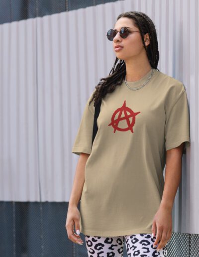 Anarchy Red Anarchist Symbol Oversized Faded T-shirt