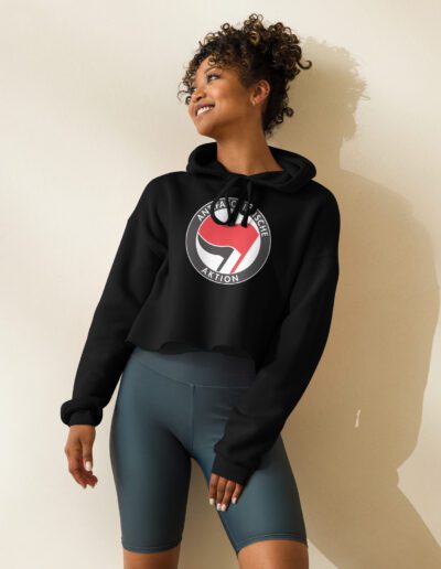 Antifa Antifaschistische Aktion Flag Crop Hoodie