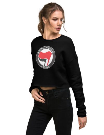 Antifa Antifaschistische Aktion Flag Crop Sweatshirt