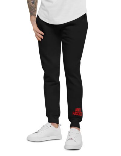 Anti-Fascist Red Unisex Fleece Joggers Tracksuit Bottoms