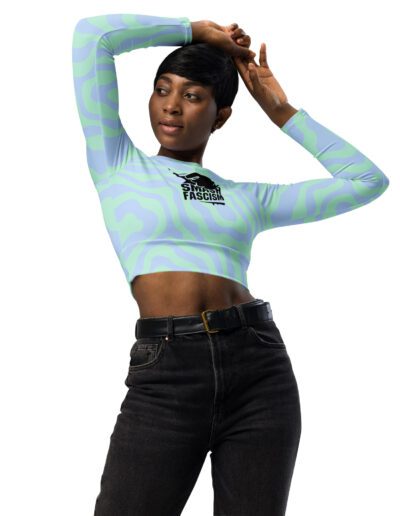 Smash Fascism Recycled Long-sleeve Crop Top