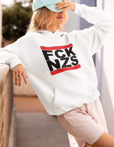 FCK NZS Fuck Nazis Black Font Unisex Hoodie