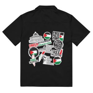 Free Palestine Stickers Unisex Button Shirt