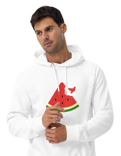 Free Palestine Watermelon Unisex Eco Raglan Hoodie