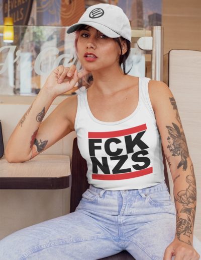 FCK NZS Fuck Nazis Black Font Tank Top Vest