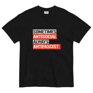 Sometimes Antisocial Always Antifascist Unisex Heavyweight T-shirt
