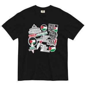 Free Palestine Stickers Unisex Heavyweight T-shirt