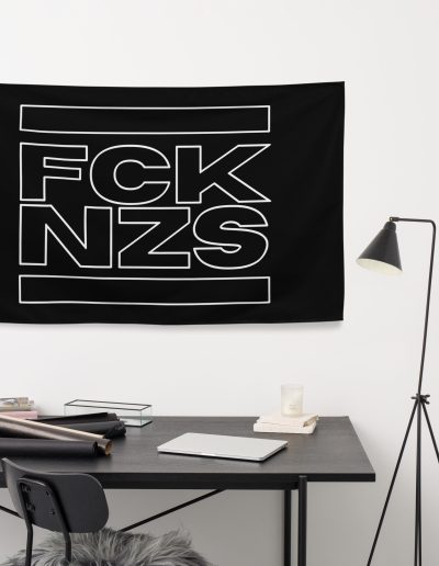 The FCK NZS Outline Flag is a bold statement piece for any space. Made from 100% durable polyester, this flag features two sturdy iron grommets for easy hanging. The minimalist FCK NZS outline design stands out, delivering a powerful anti-fascist message. Perfect for indoor or outdoor display, this flag is built to withstand the elements while showing your support for the cause. Whether at home, at rallies, or at events, make your stance clear with this eye-catching flag.