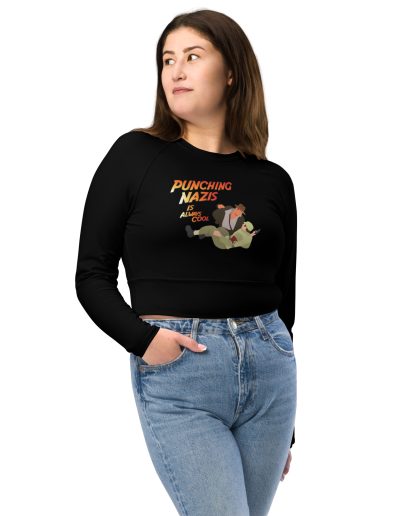 Punching Nazis is Always Cool Recycled Long-sleeve Crop Top