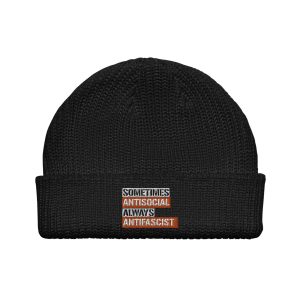 Sometimes Antisocial Always Antifascist Fisherman Beanie