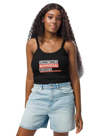 Sometimes Antisocial Always Antifascist Women’s Micro-rib Tank Top (Vest)