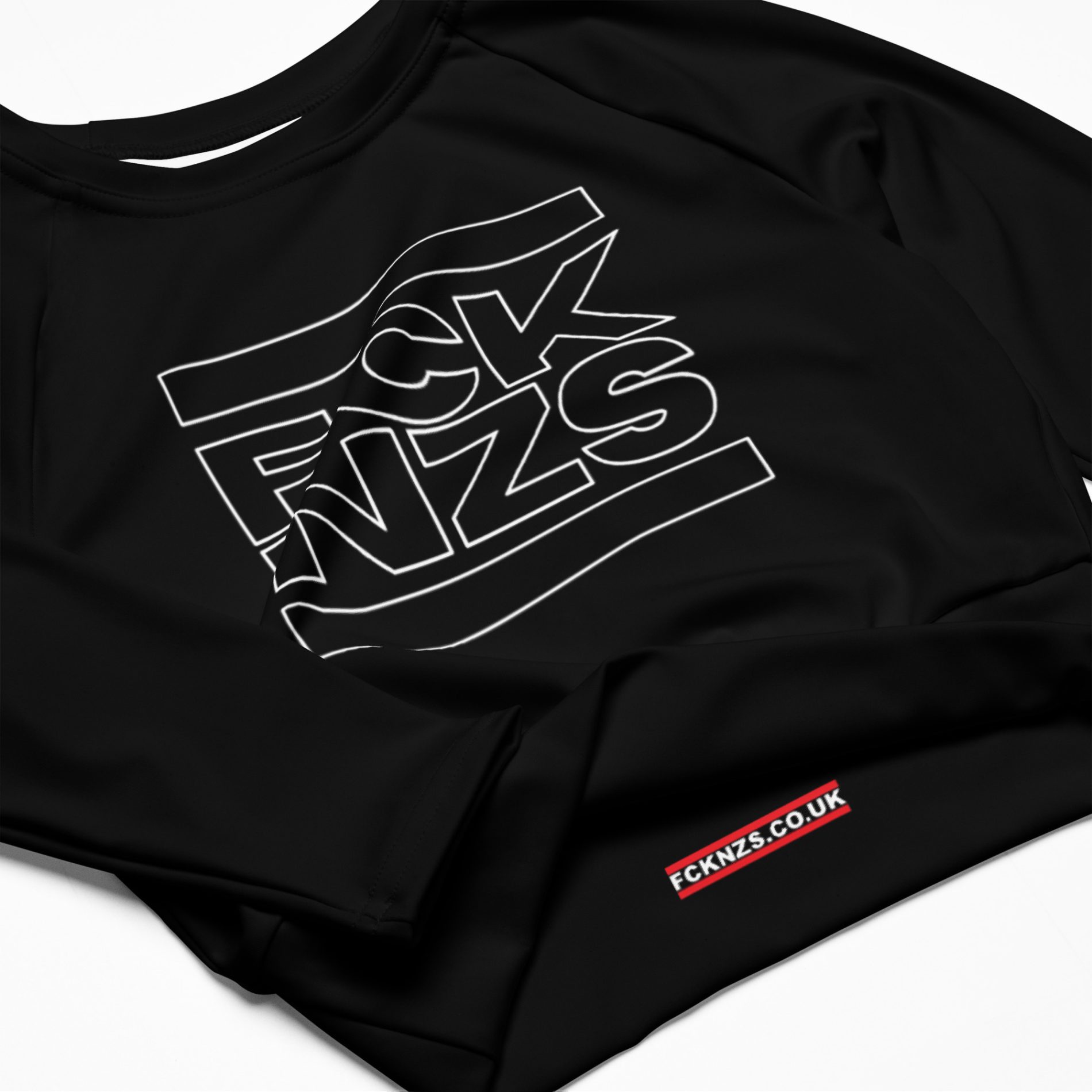 FCK NZS Outline Recycled Long-sleeve Crop Top