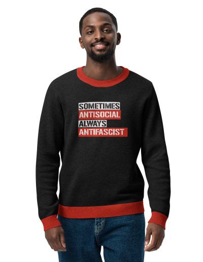 Sometimes Antisocial Always Antifascist Knitted Jumper Sweater