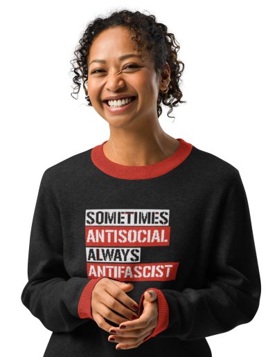 Sometimes Antisocial Always Antifascist Knitted Jumper Sweater